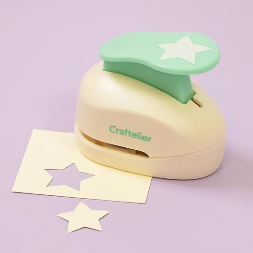 Craftelier - 1 Inch Star Hole Punch with Lever Press β Star Hole Puncher for Paper Crafts | Punch for Scrapbooking, DIY Cards & Journals | Hole Punch Shapes for Paper & Cardstock.-DeskLoop Office