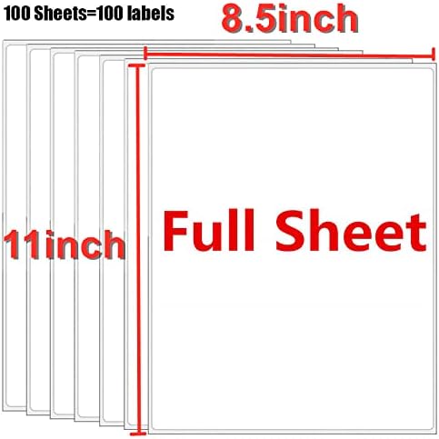 8.5" x 11" Shipping Labels Full Sheet Labels, Self Adhesive Printable White Sticker Paper for Laser & Ink Jet Printers (100 Labels)-DeskLoop Office
