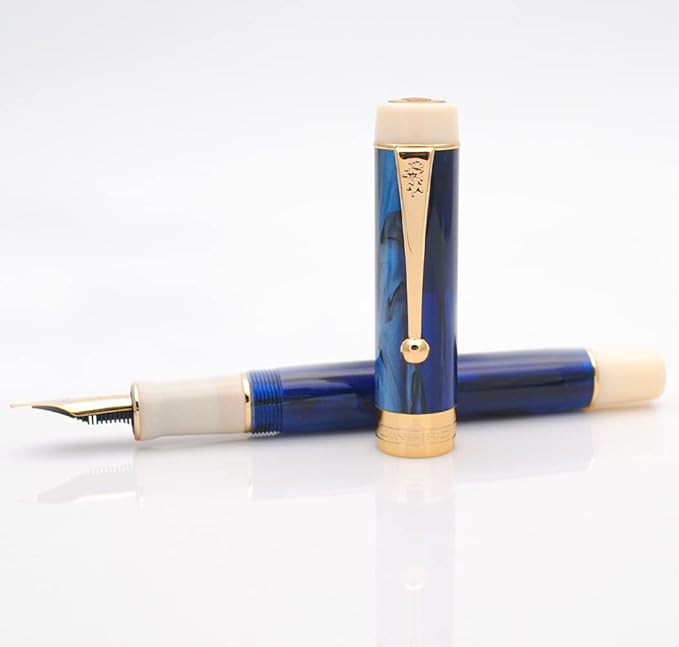 JINHAO 100 Fountain Pen with Ink Converter (Medium Nib 0.7mm, Galaxy Blue-B)-DeskLoop Office