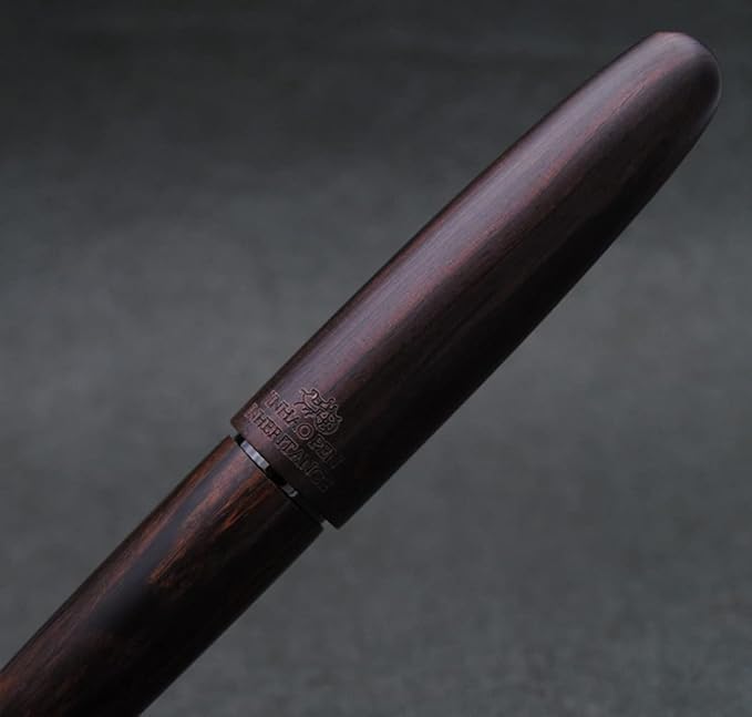 JINHAO 9056 Natural Wood Fountain Pen Handmade Ink Pen (Ebony Wood, Black clip, Fine Nib 0.5mm)-DeskLoop Office