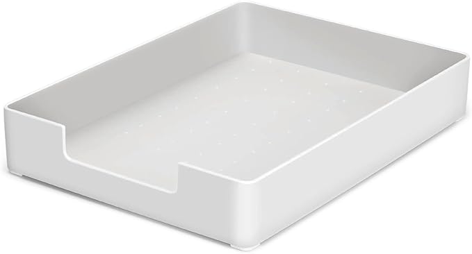 Letter-Size Desk Drawer Organizer, A4 Plastic Paper Tray, Stackable File Holder for Office, School, Home Storage (White)-DeskLoop Office