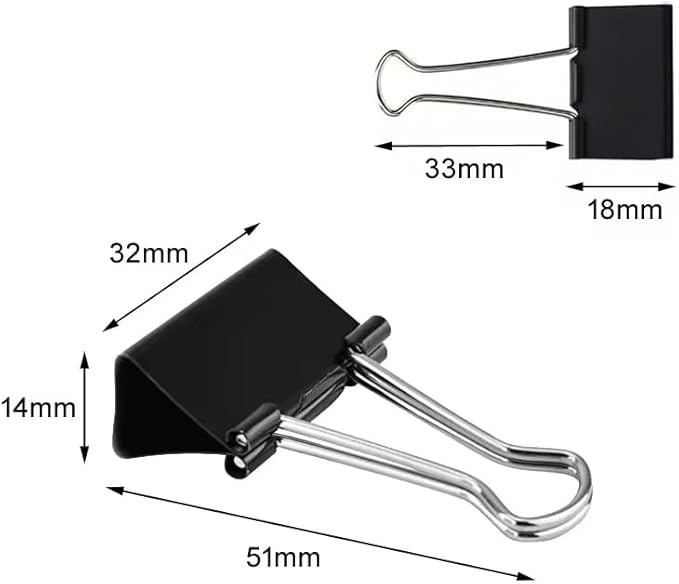 100 Pack Medium Binder Clips, Standard 32mm/1.25 in Binder, Durable Medium Black Binder Clips Bulk, Office Binder Supplies, Paper Binders, Metal Binders for Filing, Office, School, Home-DeskLoop Office
