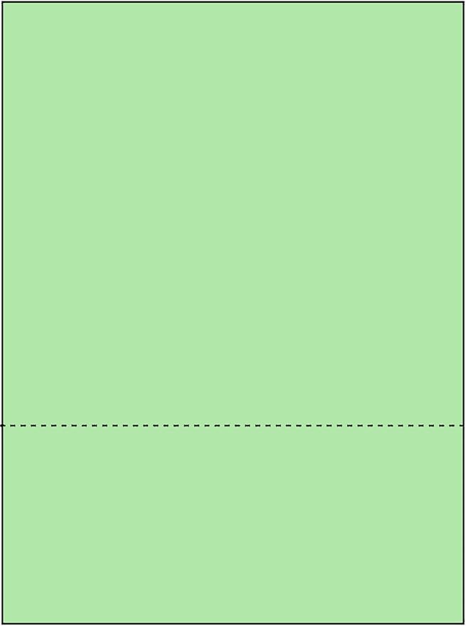 Limited Papers (TM) 8.5x11 Perforated Paper, 20/50 Pound, 75 GSM, Variety of Perforation Sizes and Colors, for Forms, Tickets, Postcards, Business Cards. (Green, 2 up – 3.5” from bottom)-DeskLoop Office
