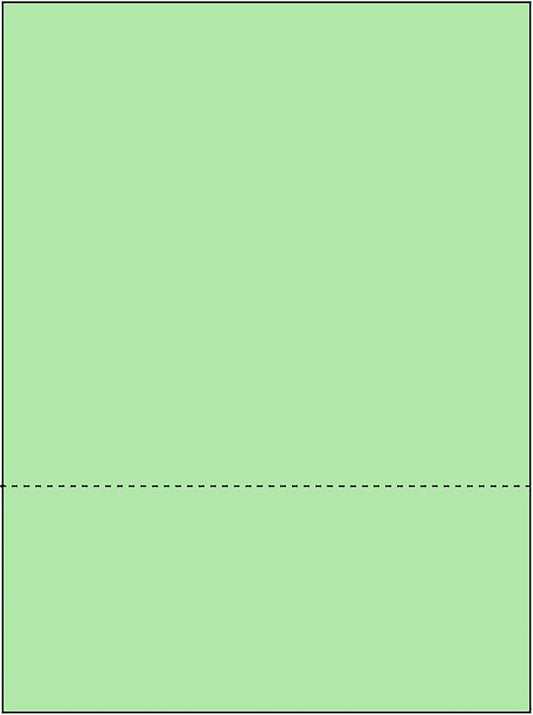 Limited Papers (TM) 8.5x11 Perforated Paper, 20/50 Pound, 75 GSM, Variety of Perforation Sizes and Colors, for Forms, Tickets, Postcards, Business Cards. (Green, 2 up – 3.5” from bottom)-DeskLoop Office