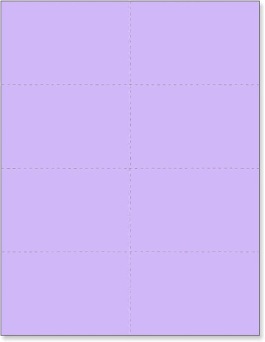 Limited Papers (TM) 8.5x11 Perforated Paper, 20/50 Pound, 75 GSM, Variety of Perforation Sizes and Colors, for Forms, Tickets, Postcards, Business Cards. (Lavender/orchid, 8 up)-DeskLoop Office
