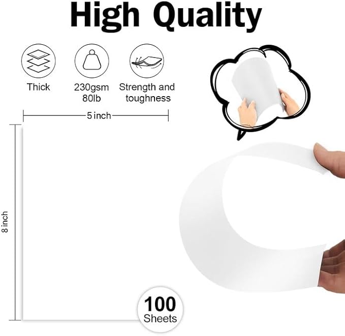 100 Pack White Blank Cardstock 5x8 Thick Paper,Goefun 80lb Flat Cards Stock Printer Paper for Invitations, Postcards, Photos, DIY Card Making-DeskLoop Office