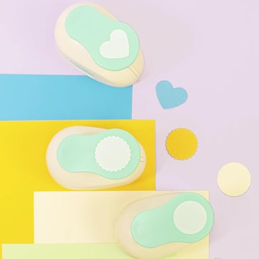 Craftelier - 1 inch Hole Punch Set of 6 for Paper Crafts + 10 Cardstock Colored Paper | Circle, Star, Heart, Scalloped Circle, Square & Flower | Punch Sets for Scrapbooking & Cardstock.-DeskLoop Office