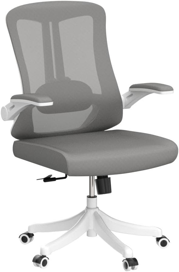 Computer Office Chair, Ergonomic Comfort Home Desk Chair, Mid Back Gaming Chair with Wheels, Adjustable Height, Lumbar Support, Flip-up Armrest with 350LBS Capacity-DeskLoop Office