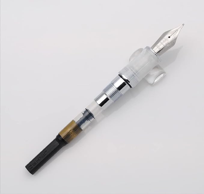 JINHAO 100 Fountain Pen with Ink Converter (Medium Nib 0.7mm, Snow White with Silver Clip)-DeskLoop Office