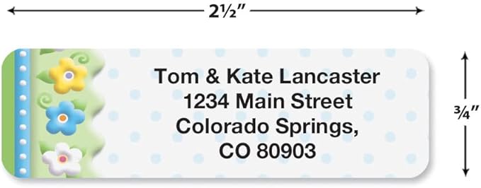 Colorful Images Frosting Flowers Rolled Personalized Return Address Mailing Labels with Dispenser, Customize with Name & Shipping Address, 250 ¾” x 2½” Self Adhesive, Easy Peel Label Roll-DeskLoop Office