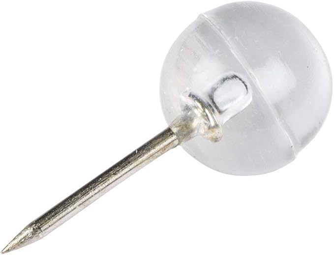 JAM PAPER Colorful Push Pins - Round Head Map Thumb Tacks - Clear Pushpins - 100/Pack-DeskLoop Office