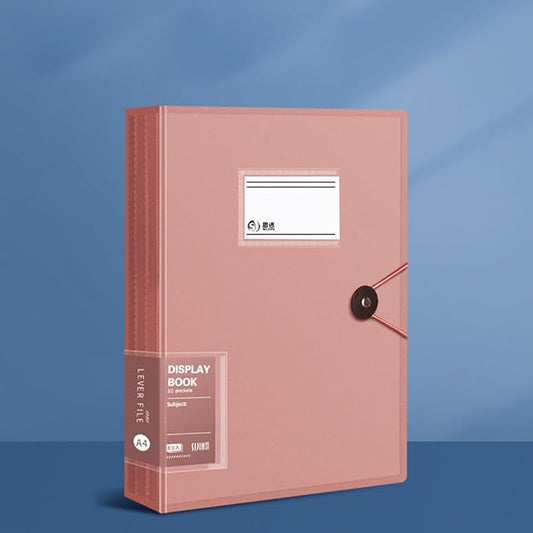 A4 80 Pockets 160/Sides Display Book Paper Document Holder, Business Presentation Book Presentation Folder (80 Pockets Transparent Pink)-DeskLoop Office