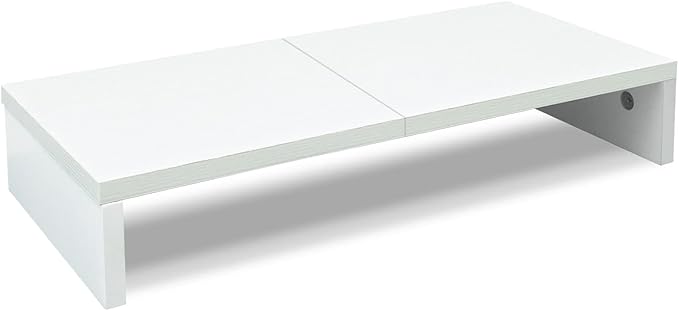 TEAMIX 20 inch White Monitor Stand Riser, Wood Desktop Stand for PC/TV/Laptop/Printer, White Monitor Riser with Storage, Computer Stand with Keyboard Organizer-DeskLoop Office