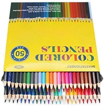 SKKSTATIONERY 50Pcs Colored Pencils,50 Vibrant Colors, Drawing Pencils for Sketch, Arts, Coloring Books, Back to school Christmas Halloween Gifts-DeskLoop Office