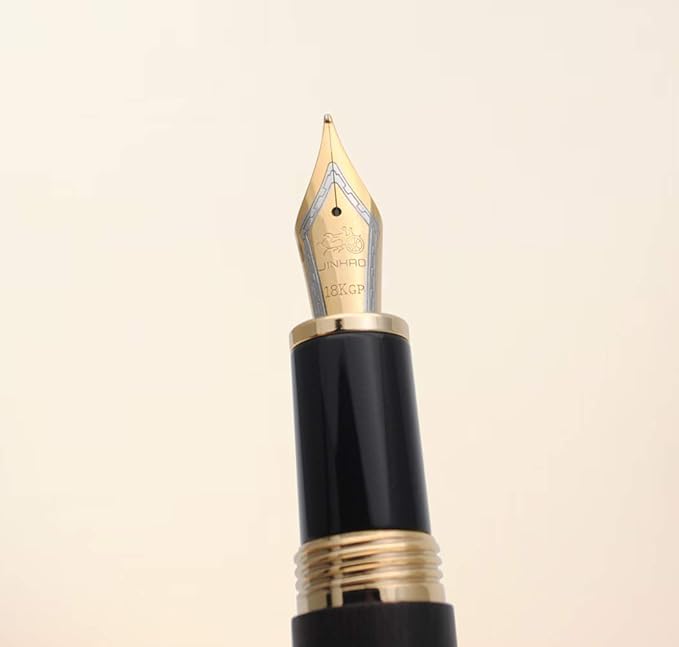 JINHAO 9056 Natural Wood Fountain Pen Handmade Ink Pen (Ebony Wood, Medium Nib 0.7mm)-DeskLoop Office