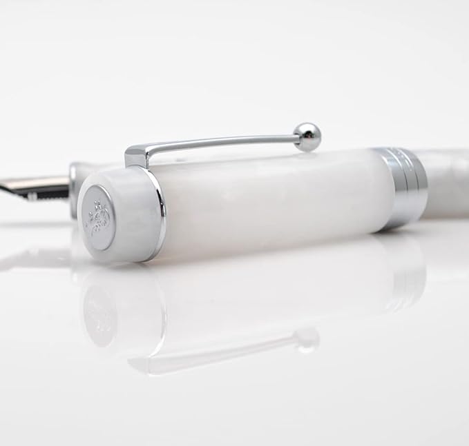 JINHAO 100 Fountain Pen with Ink Converter (Medium Nib 0.7mm, Snow White with Silver Clip)-DeskLoop Office