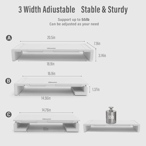 OImatser Monitor Stand Riser 3.0 USB HUB, Type-C Data Port, Foldable Computer Monitor Riser, Adjustable Length Computer Stand and Storage Drawer & Pen Slot, Phone Stand for Computer-DeskLoop Office