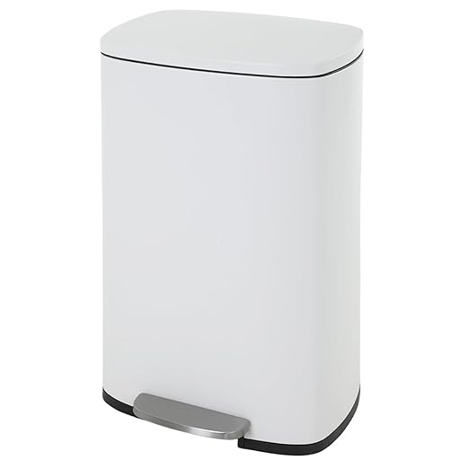 PayLessHere Stainless Steel Trash Can with Lid - Removable Inner Bucket, Foot Pedal Soft Close for Office, Home, Kitchen (White, 13 G)-DeskLoop Office