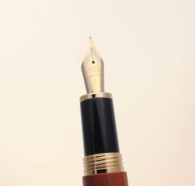 JINHAO 9056 Natural Wood Fountain Pen Handmade Ink Pen (Rosewood, Fine Nib 0.5mm)-DeskLoop Office