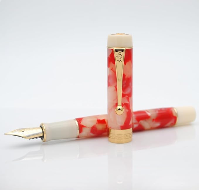 JINHAO 100 Fountain Pen with Ink Converter (Medium Nib 0.7mm, Red White Koi-A)-DeskLoop Office