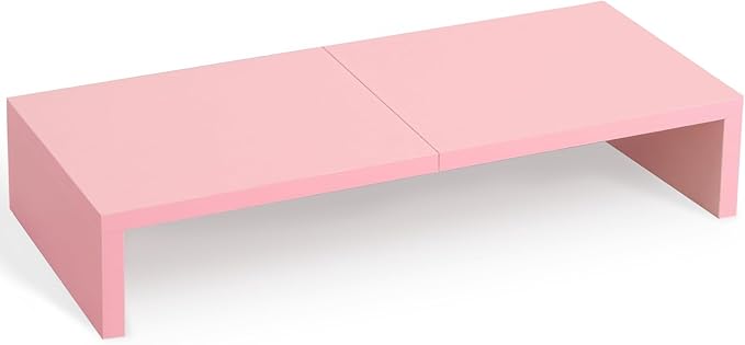 TEAMIX Pink Monitor Riser-20L inch, Wood Monitor Stand for Desk, Sturdy TV/Screen/PC/Printer/Laptop Riser,Computer Shelf with Storage TV Holder for Home Office (Pink, 20 inch)-DeskLoop Office