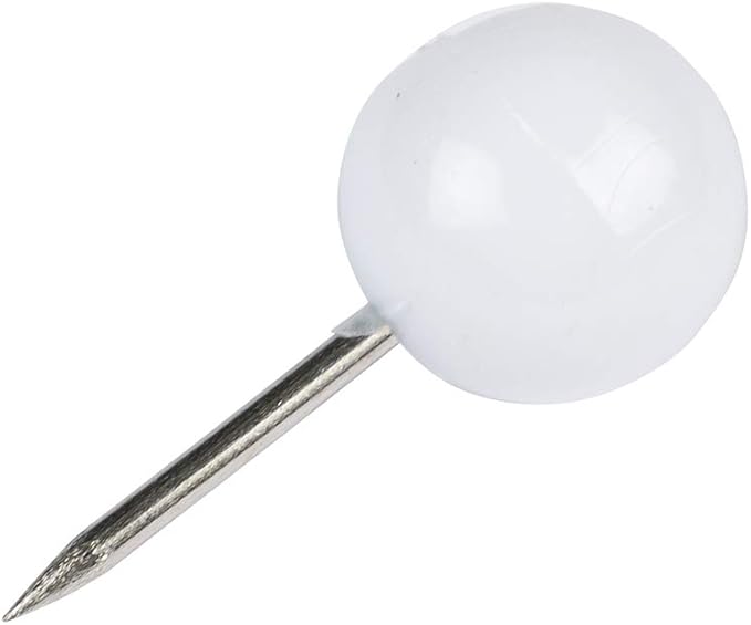 JAM PAPER Colorful Push Pins - Round Head Map Thumb Tacks - White Pushpins - 100/Pack-DeskLoop Office