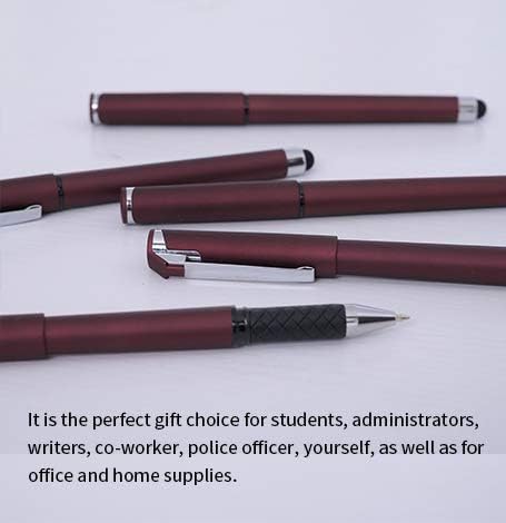 MiSiBao 0.7mm Black Ink Gel Ink Rollerball Pens 2 in 1 Medium Point Pens with Stylus Work Pen Smooth Writing for Office Black gel pen (Burgundy-18pack)-DeskLoop Office