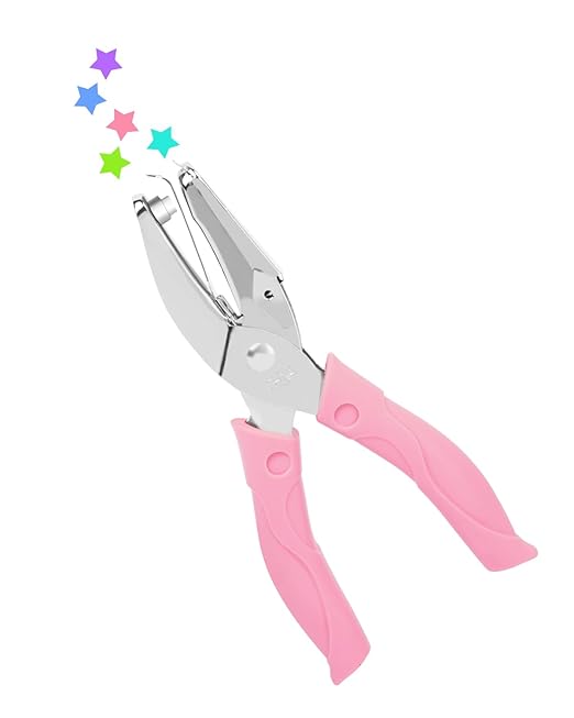 UCEC Star Shape Single Paper Hole Punch, Star-Shape Handheld Hole Paper Puncher, 1 Pack 1/4" Metal Single Mini Hole Papers Punch with Soft-Handled for DIY Craft Tags Clothing Ticket-DeskLoop Office
