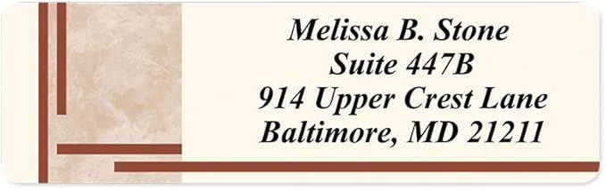 Brown Marble Designer Rolled Address Labels with Elegant Plastic Dispenser-DeskLoop Office