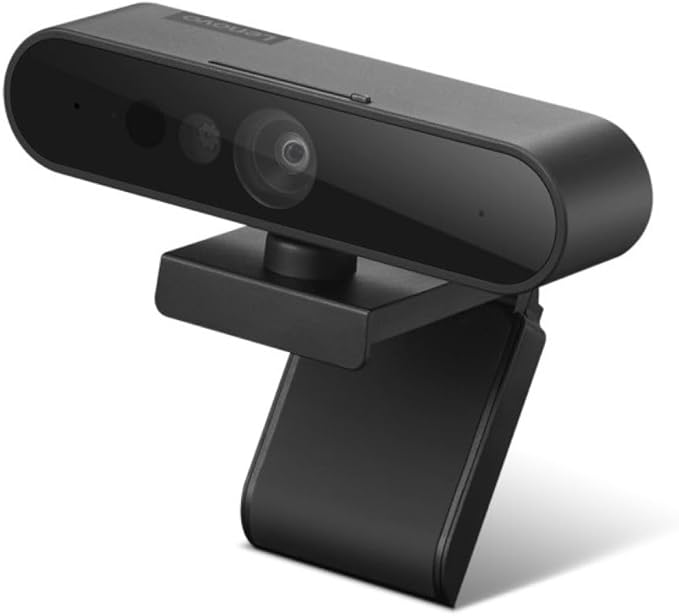 Lenovo HD 1080p Webcam (510 FHD)- Black w/ 4X Digital Zoom, 95° Wide Angle, 360° Rotation Pan & Tilt, Dual Microphones & Windows Hello-DeskLoop Office