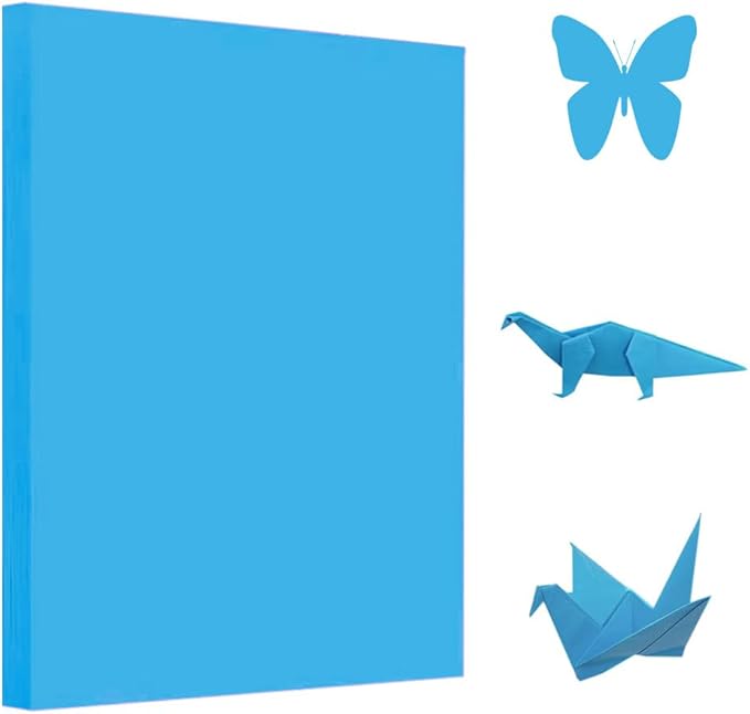 A4 Origami Paper Lake Blue 100 Sheets, 8.27×11.7 inch Double Sided Color Easy Fold Big Origami Paper A4 Colored Copy Papers Thin 70gsm for Beginners, DIY handwork Art and Craft Projects (210 x 297 mm)-DeskLoop Office