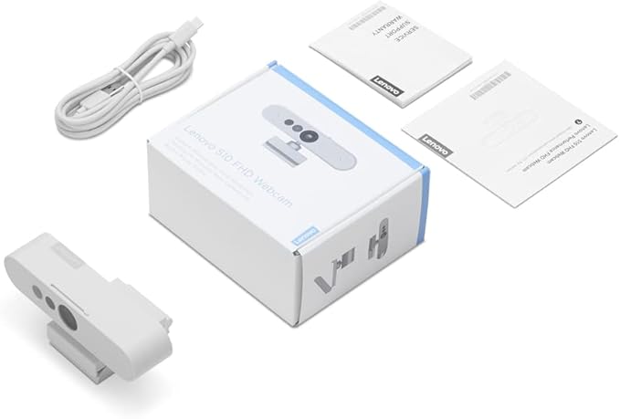 Lenovo HD 1080p Webcam (510 FHD) - Monitor Camera with 4X Digital Zoom, 95° Wide Angle, 360° Rotation Pan & Tilt - Desktop Cam with Dual Microphones & Windows Hello for Livestreaming & Conferences-DeskLoop Office