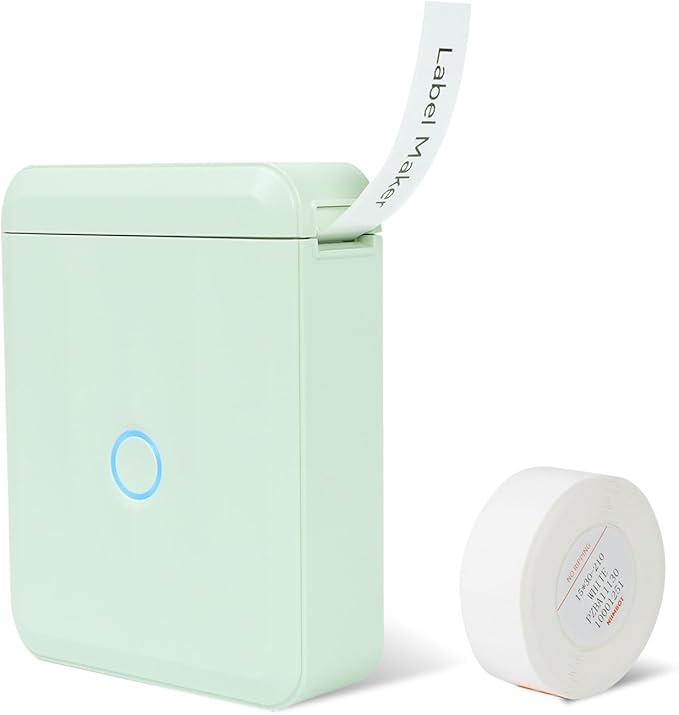 D110-M Label Maker Sticker Machine-Thermal Label Printer Inkless Portable Bluetooth Label Sticker Maker, Mini Bulk Printer for Business Home Office Compatible iOS Android USB Rechargeable-Green-DeskLoop Office