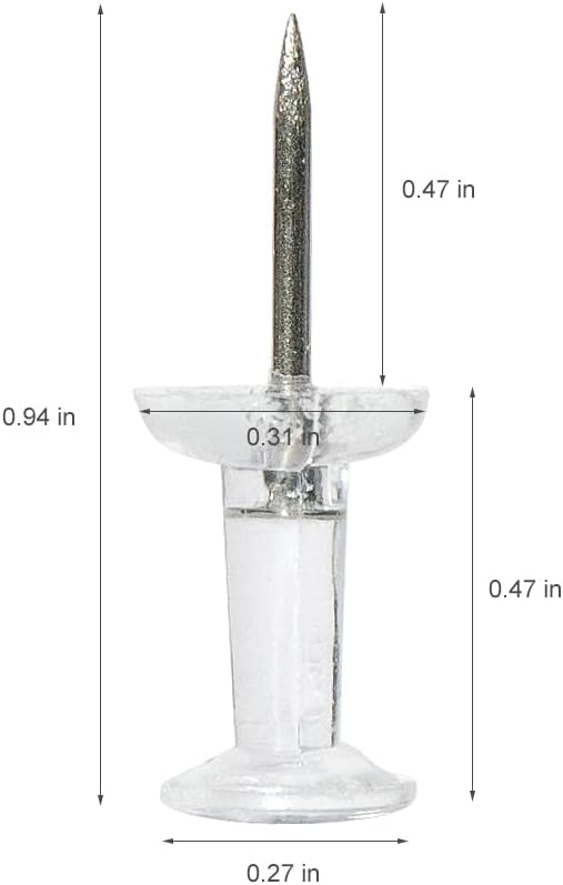 100 Pack Push Pins Tacks, Clear Plastic Head, Steel Point,Thumb Tacks for Bulletin Board,Stick Pins Thumb Tacks for Cork Board Wall Hangings (100, Clear)-DeskLoop Office