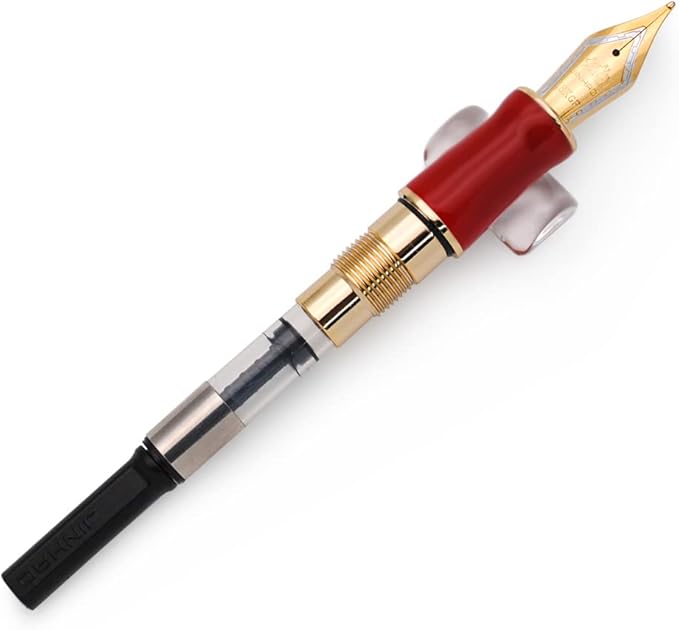 JINHAO 100 Fountain Pen with Ink Converter (Medium Nib 0.7mm, White & Red)-DeskLoop Office