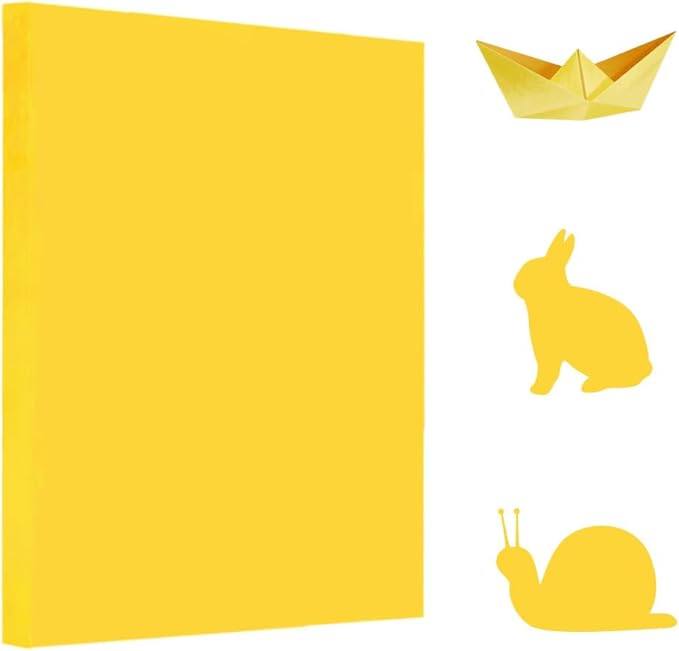 A4 Origami Paper Yellow 100 Sheets, 8.27×11.7 inch Double Sided Color Easy Fold Big Origami Paper A4 Colored Copy Papers Thin 70gsm for Beginners, DIY handwork Art and Craft Projects (210 x 297 mm)-DeskLoop Office