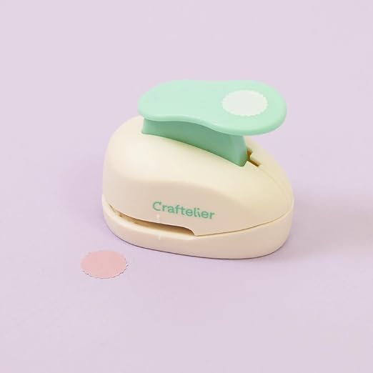 Craftelier - 5/8 Inch Circle Scallop Punch with lever press | Shape Hole Puncher for Paper Crafts | Scalloped Hole Punch for Scrapbooking, DIY Cards & Journals | Mini Hole Punch for Paper & Cardstock.-DeskLoop Office