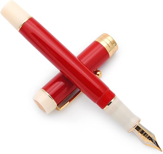 JINHAO 100 Fountain Pen with Ink Converter (Medium Nib 0.7mm, Red & White)-DeskLoop Office