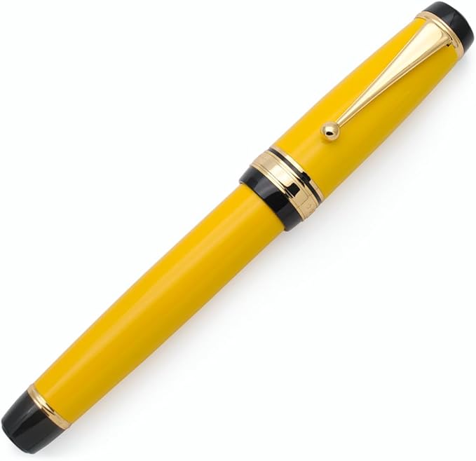 Metal Big Fountain Pen Set Medium Nib 0.7mm, Includes Ink Refill Converter, 5 Ink Cartridges & Gift Box (Medium Nib 0.7mm, Yellow)-DeskLoop Office