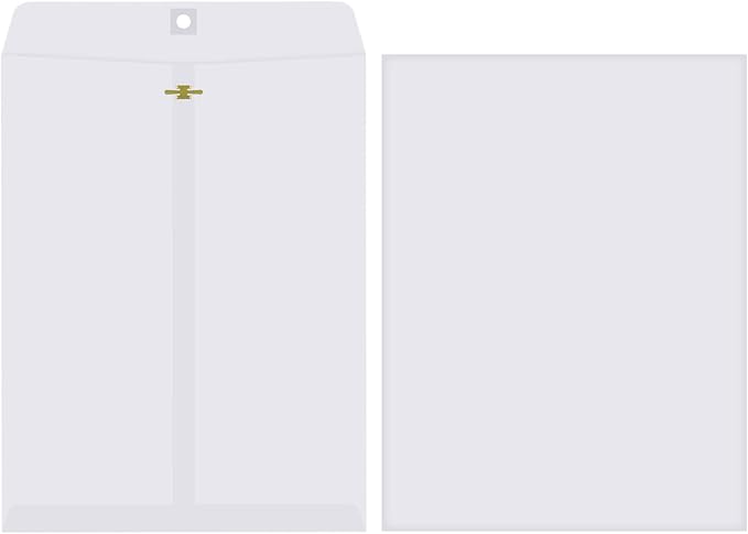 Frienda 4 Sizes Clasp Envelopes Kraft Paper Catalog Clasp Envelope with Closure for Filing, Storing or Mailing Documents, 50 Pieces(5 x 7 In, 6 x 9 In, 9 x 12 In, 10 x 13 In,White)-DeskLoop Office