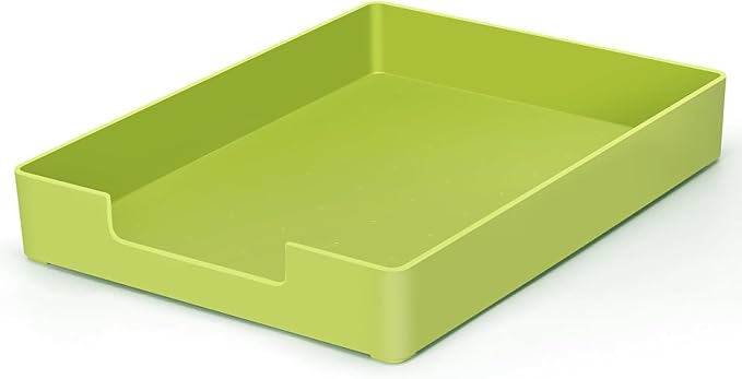Letter-Size Tray, A4 Plastic Paper Holder File Organizer, Stackable Letter Tray for Office, School, Home Storage (Green)-DeskLoop Office