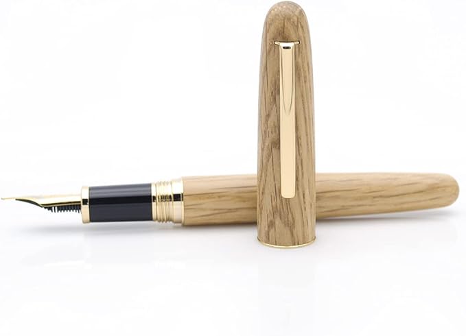 JINHAO 9036 Natural Wood Fountain Pen Handmade Ink Pen (Fine Nib 0.5mm, Oak Wood)-DeskLoop Office