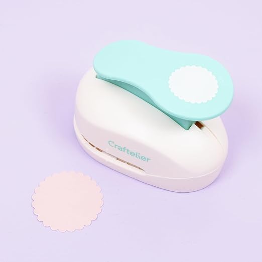 Craftelier - 2 Inch Circle Scallop Punch with Lever Press | Shape Hole Puncher for Paper Crafts | Scalloped Hole Punch for Scrapbooking, DIY Cards & Journals | Mini Hole Punch for Paper & Cardstock.-DeskLoop Office