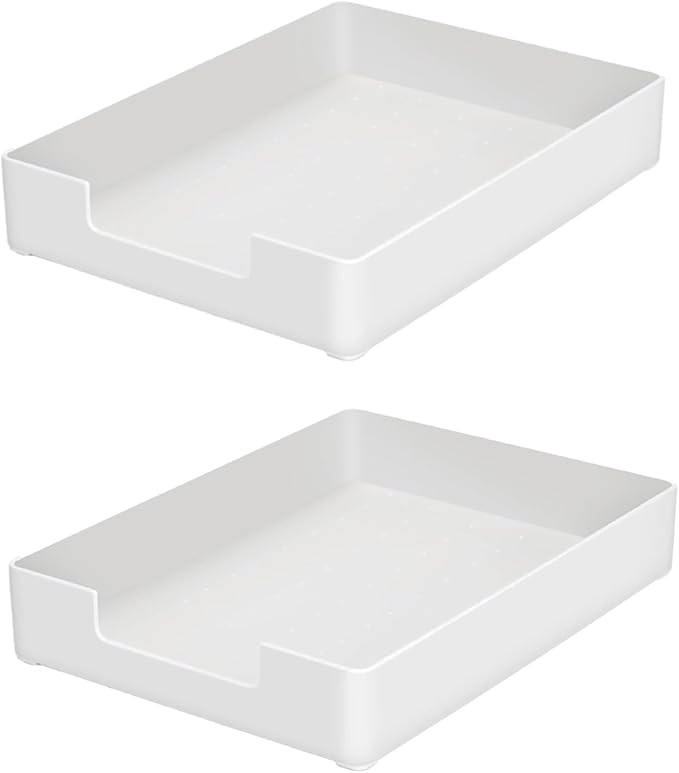 Desk Letter Tray, 2PCS A4 Size Plastic Stackable File Document Organizer, Office Desktop File Paper Holder, Book Storage Rack,Anti-Skid Stacking Support for Office Supplies (White)-DeskLoop Office