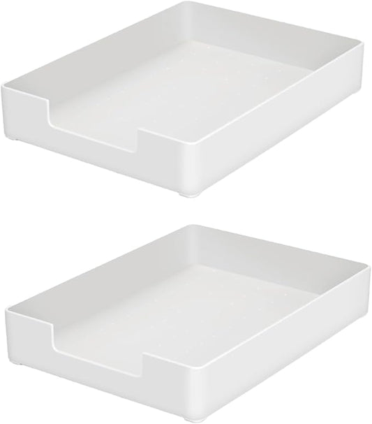 Desk Letter Tray, 2PCS A4 Size Plastic Stackable File Document Organizer, Office Desktop File Paper Holder, Book Storage Rack,Anti-Skid Stacking Support for Office Supplies (White)-DeskLoop Office