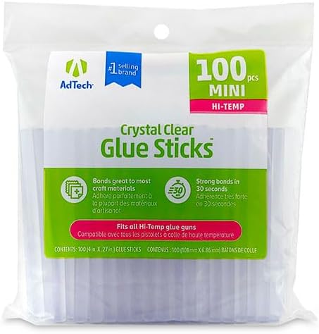 Adtech W229-34ZIP100 Mini Hot Glue Sticks, 100 pack, Clear 100 Count-DeskLoop Office