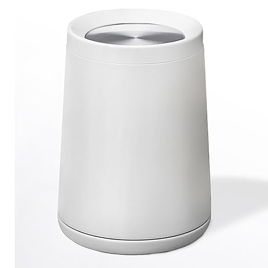 10 L/2.6Gallen,Swing Lid Trash Can,Metal Garbage Can with Flipping Lid,for Bathroom,Living Room,Bedroom,Hotel,Office, Laundry Room(White)-DeskLoop Office