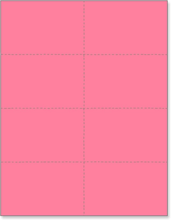 Limited Papers (TM) 8.5x11 Perforated Paper, 20/50 Pound, 75 GSM, Variety of Perforation Sizes and Colors, for Forms, Tickets, Postcards, Business Cards. (Cherry, 8 up)-DeskLoop Office