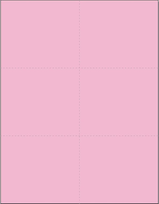 Limited Papers (TM) 8.5x11 Perforated Paper, 20/50 Pound, 75 GSM, Variety of Perforation Sizes and Colors, for Forms, Tickets, Postcards, Business Cards. (Pink, 6 up)-DeskLoop Office