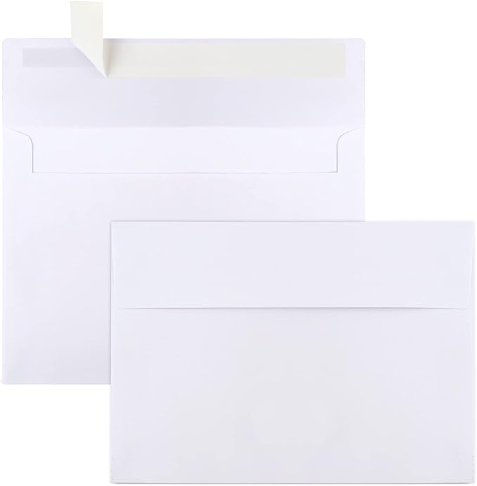 Joyberg 50 Packs 5x7 Envelopes, White A7 Envelopes for Invitations, Printable, Self Seal for Weddings, Invitations, Photos, Postcards, Greeting Cards, Mailing-DeskLoop Office